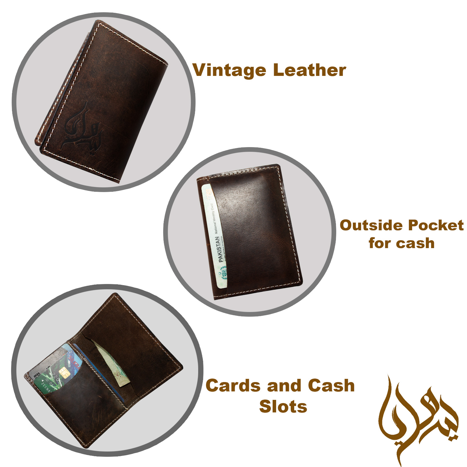 Men Slim Card Holder Vintage Leather Mini Wallet - Image 2